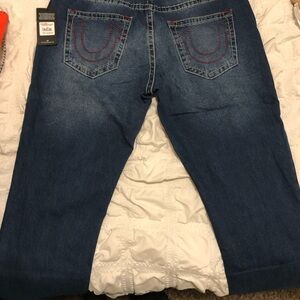 True Religion Indigo Relaxed Jeans with Red Stitching